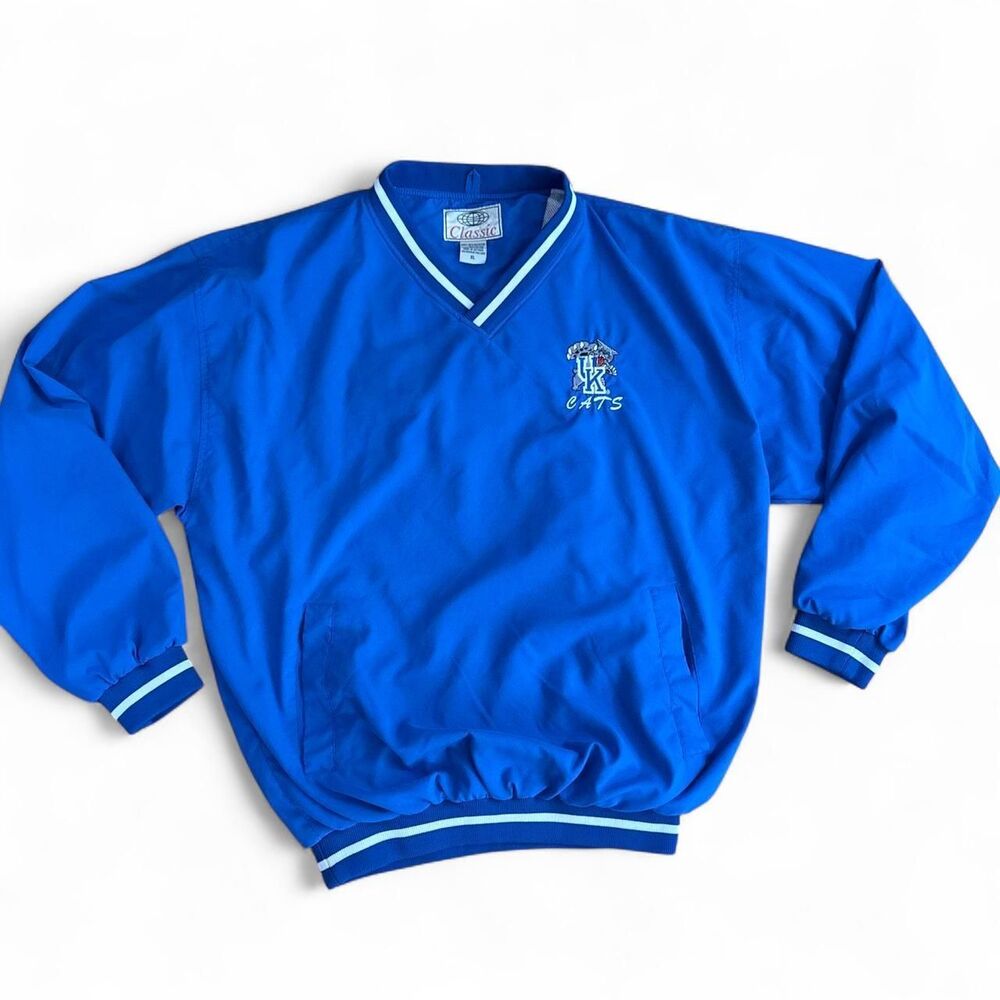 Kentucky Wildcats Classic Vintage V-Neck Pullover Windbreaker Jacket Large Blue